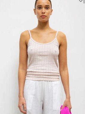 LESET Pointelle Tank in Petal Melange